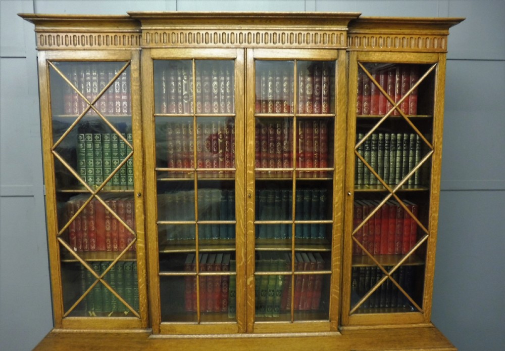 GOLDEN OAK BREAKFRONT BOOKCASE  View IV