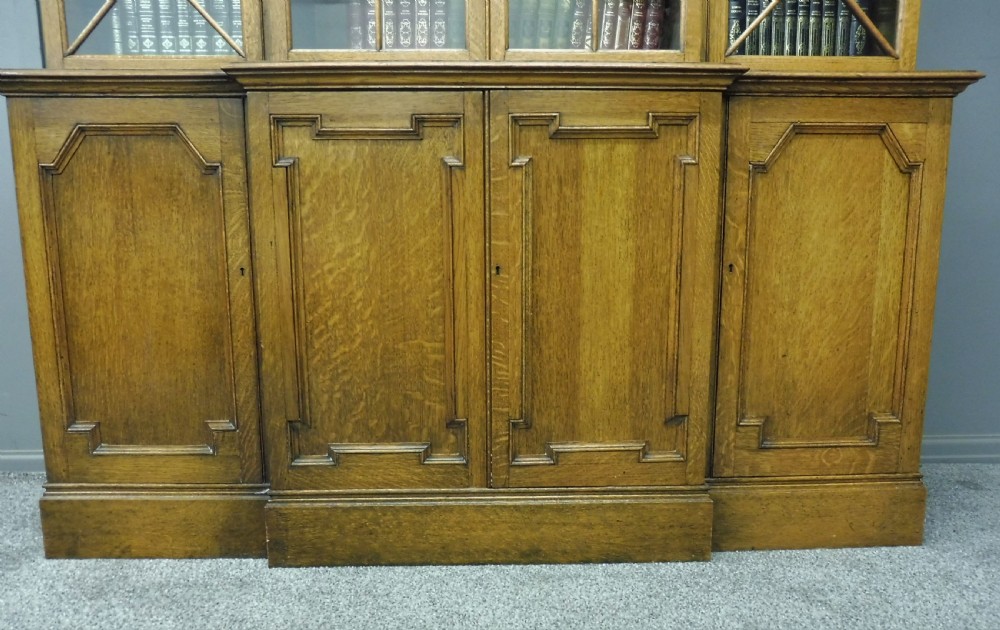 GOLDEN OAK BREAKFRONT BOOKCASE  View V
