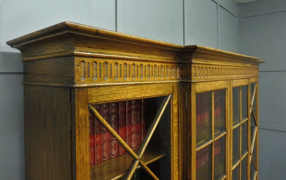 GOLDEN OAK BREAKFRONT BOOKCASE  View VI