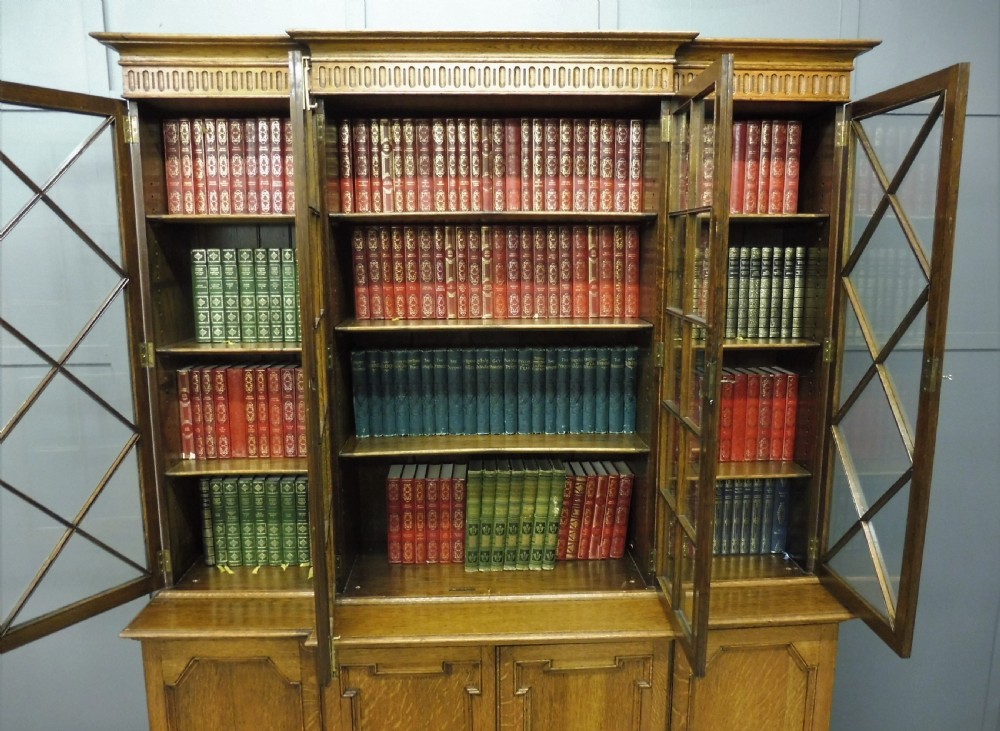 GOLDEN OAK BREAKFRONT BOOKCASE  View VII