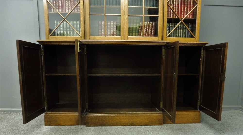 GOLDEN OAK BREAKFRONT BOOKCASE  View VIII