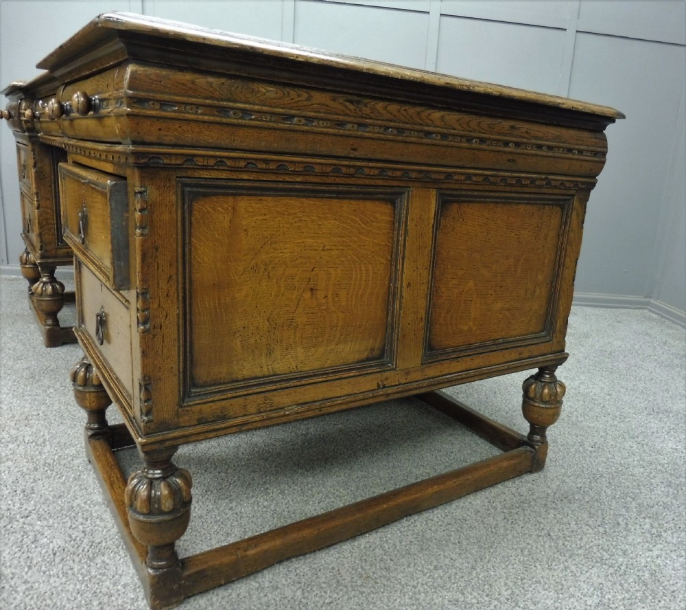 LARGE OAK PEDESTAL PARTNERS DESK View X