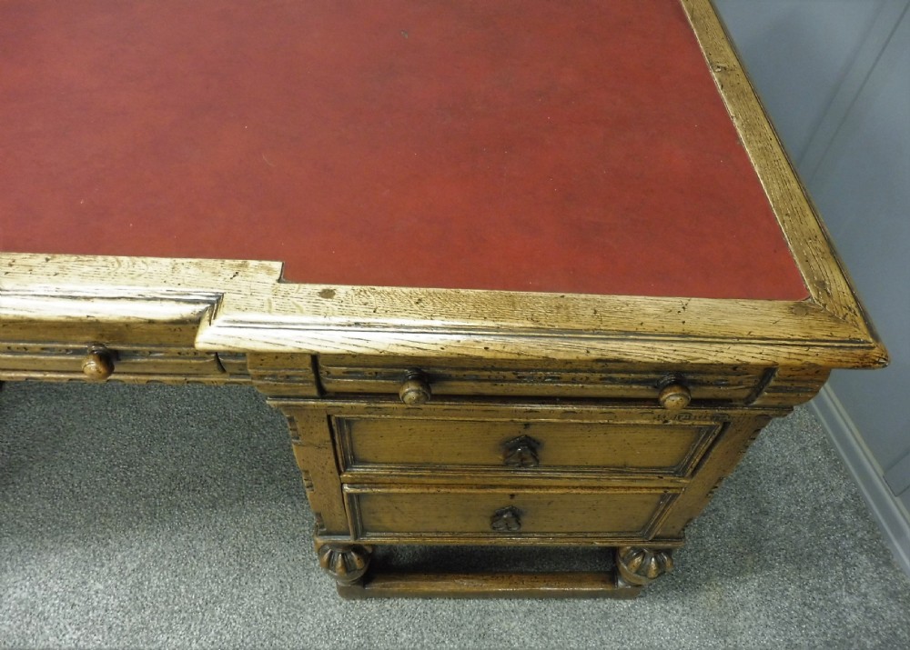 LARGE OAK PEDESTAL PARTNERS DESK View XIV