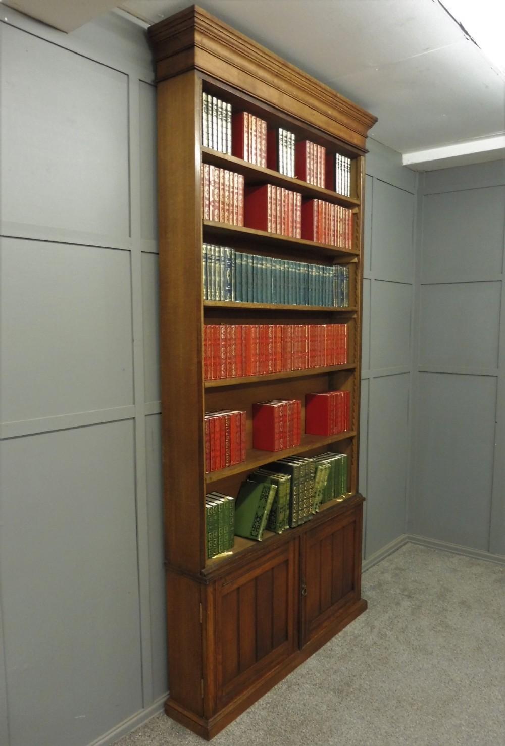 TALL EDWARDIAN OAK BOOKCASE