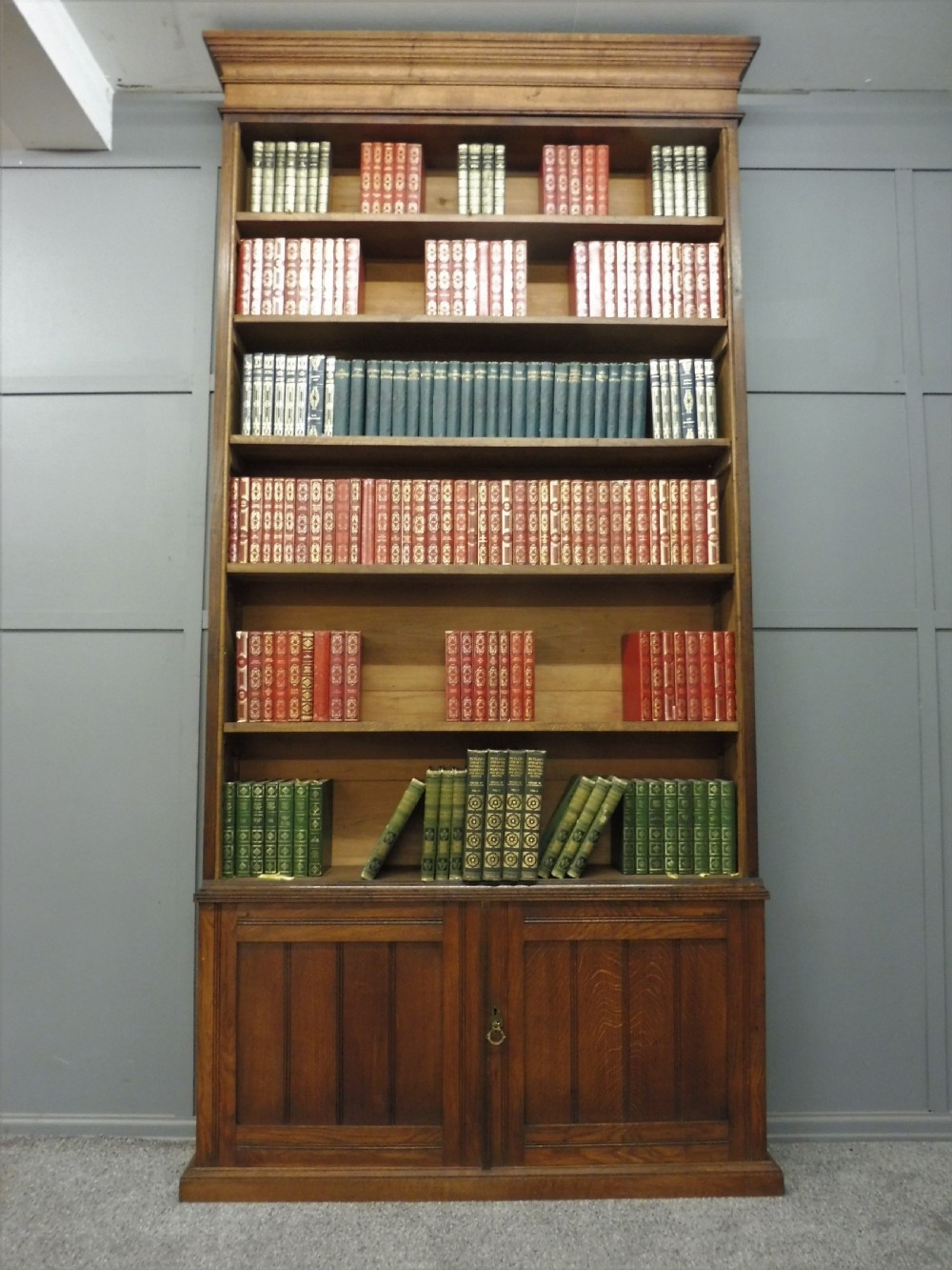 TALL EDWARDIAN OAK BOOKCASE View II