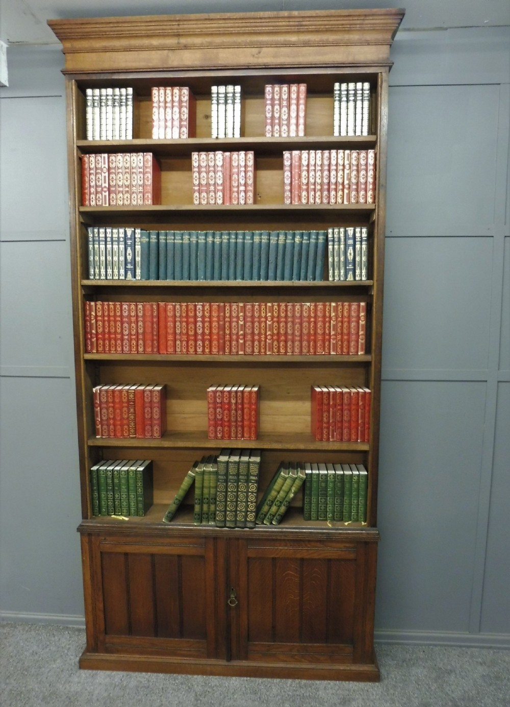 TALL EDWARDIAN OAK BOOKCASE View III