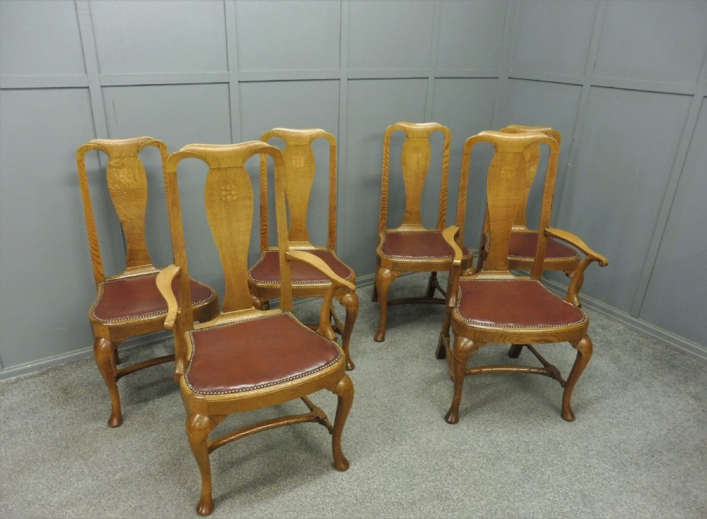SUPERB QUALITY SET OF 6 GOLDEN OAK DINING CHAIRS View II
