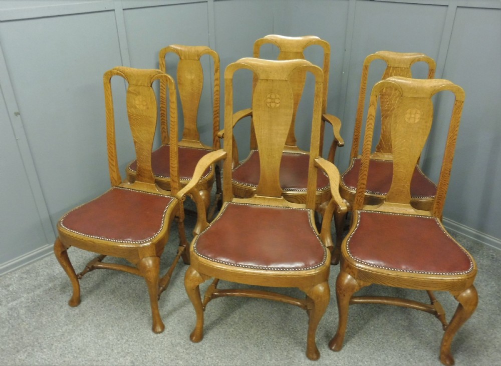 SUPERB QUALITY SET OF 6 GOLDEN OAK DINING CHAIRS View IV