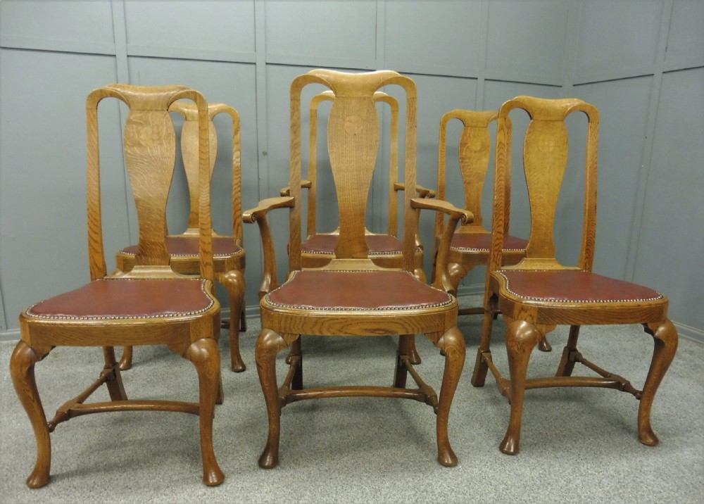 SUPERB QUALITY SET OF 6 GOLDEN OAK DINING CHAIRS View VI