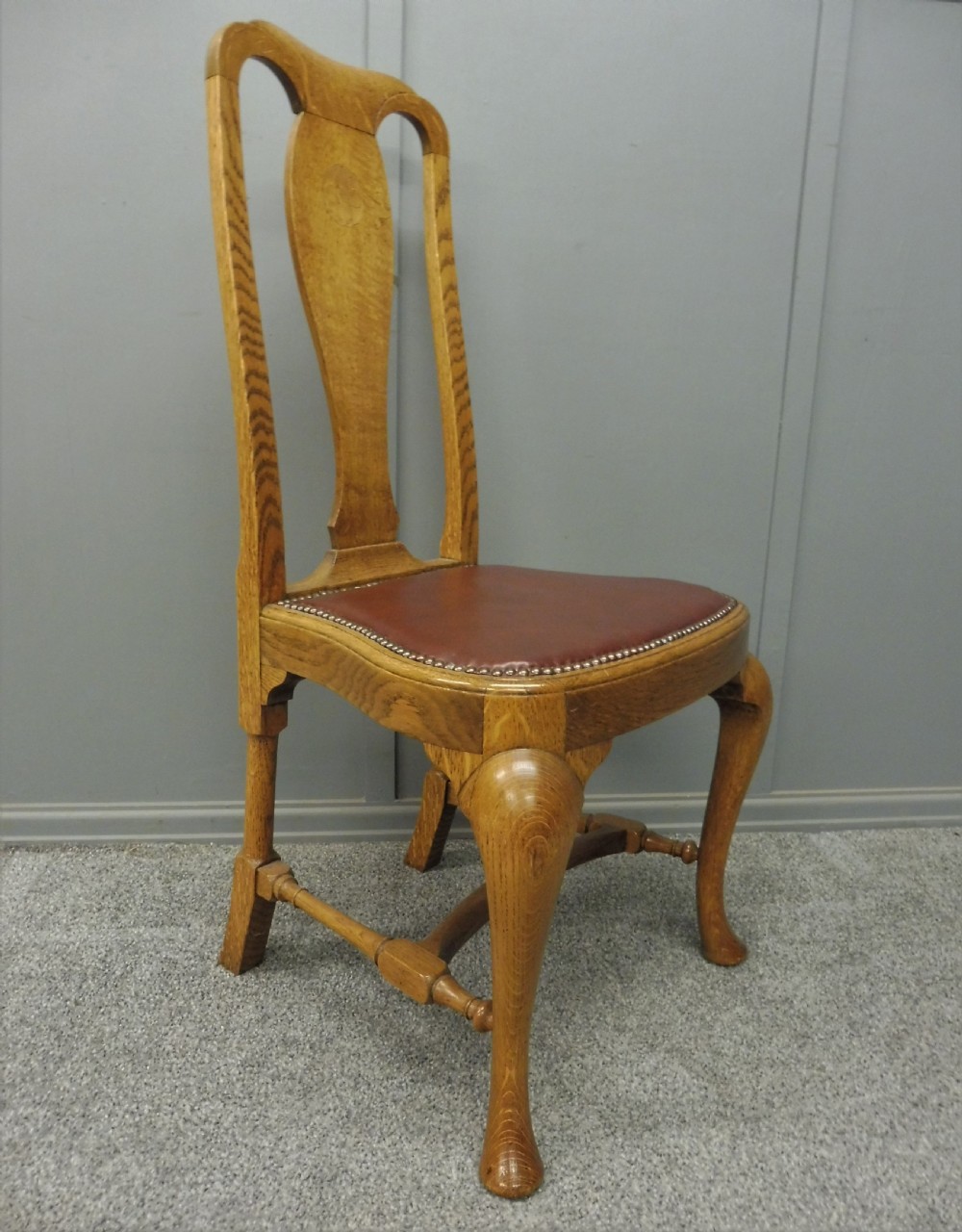 SUPERB QUALITY SET OF 6 GOLDEN OAK DINING CHAIRS View X