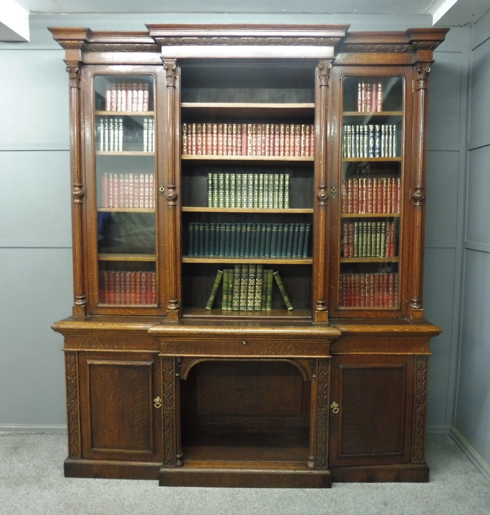 LARGE VICTORIAN OAK GOTHIC BOOKCASE View II