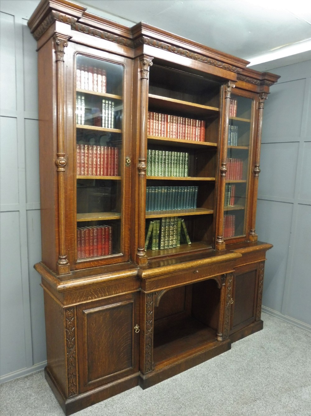 LARGE VICTORIAN OAK GOTHIC BOOKCASE View IV