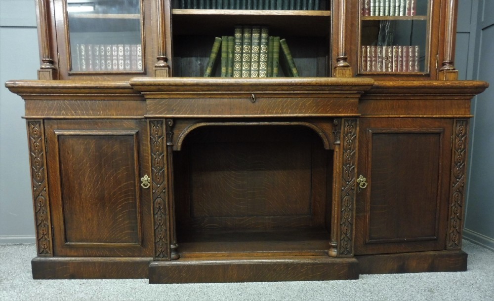 LARGE VICTORIAN OAK GOTHIC BOOKCASE View VI
