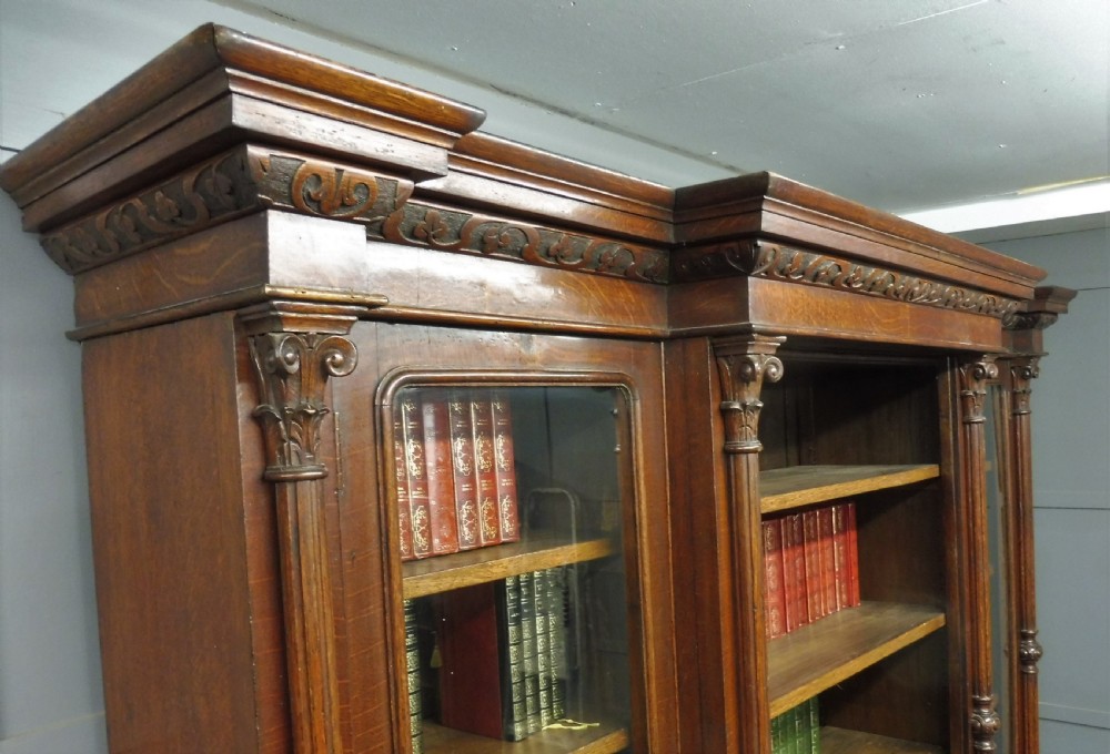 LARGE VICTORIAN OAK GOTHIC BOOKCASE View IX