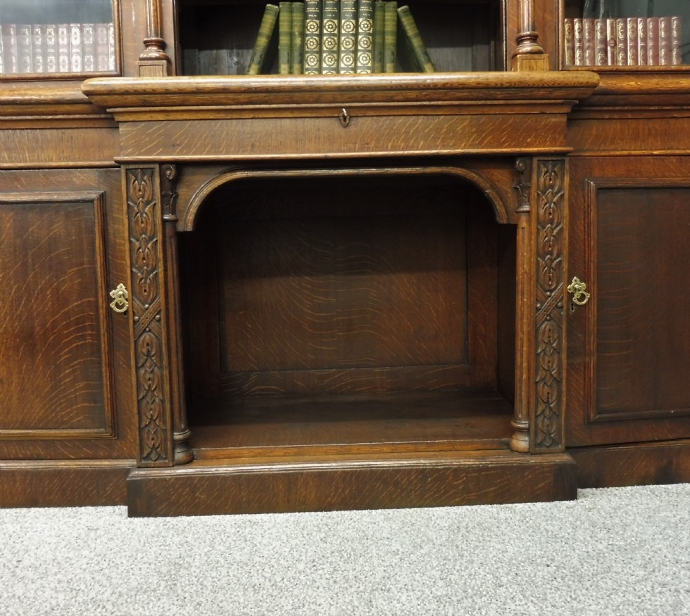 LARGE VICTORIAN OAK GOTHIC BOOKCASE View XI