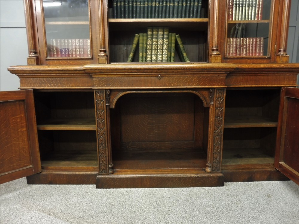 LARGE VICTORIAN OAK GOTHIC BOOKCASE View XIII
