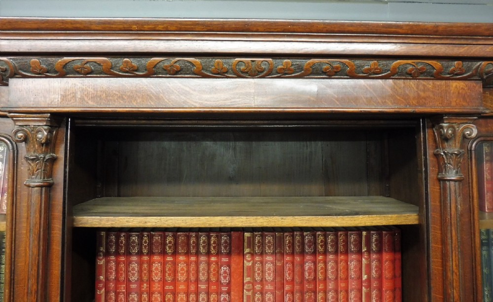 LARGE VICTORIAN OAK GOTHIC BOOKCASE View XV