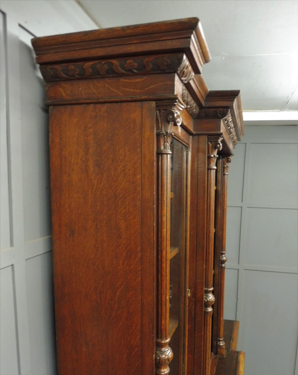 LARGE VICTORIAN OAK GOTHIC BOOKCASE View XVI