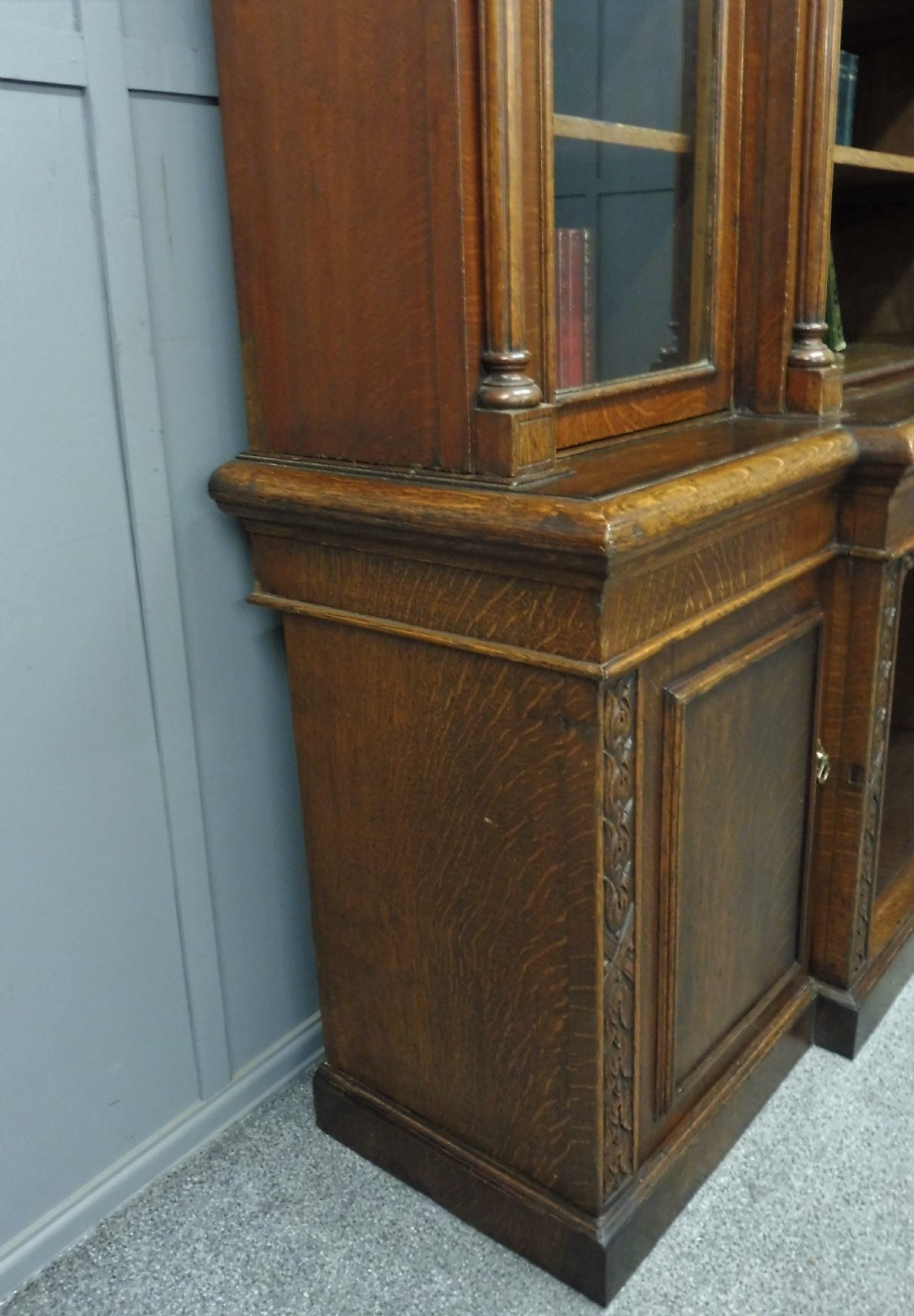 LARGE VICTORIAN OAK GOTHIC BOOKCASE View XVII