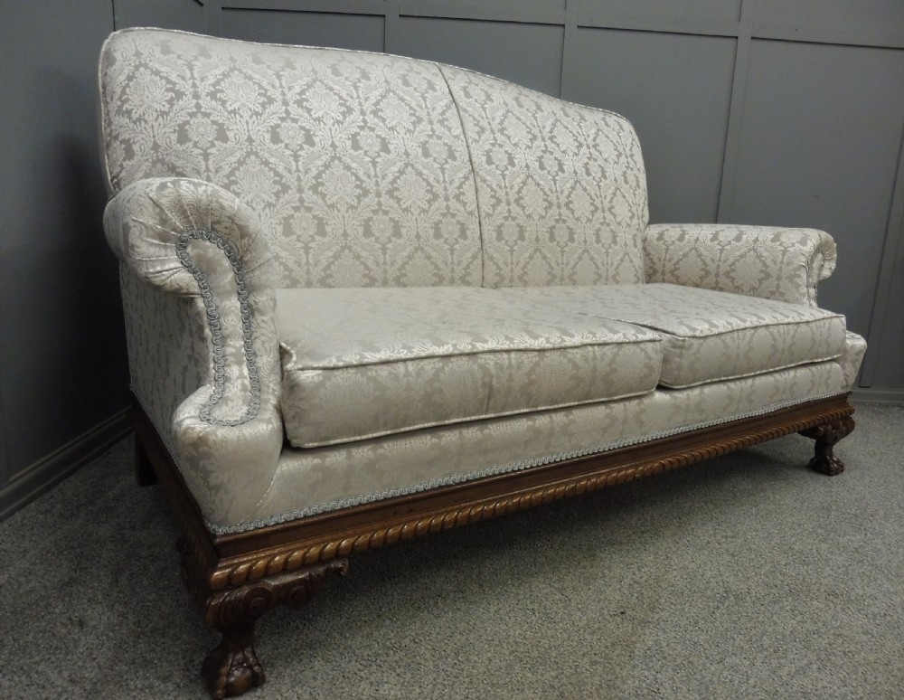 EDWARDIAN MAHOGANY BALL AND CLAW FOOT SOFA View II