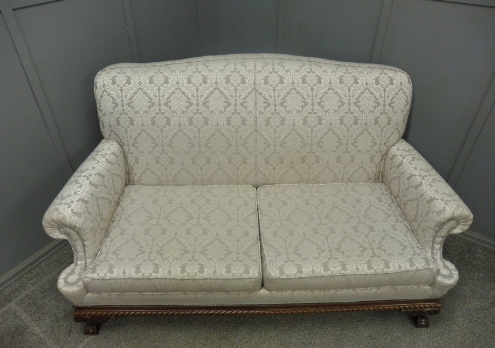 EDWARDIAN MAHOGANY BALL AND CLAW FOOT SOFA View IV