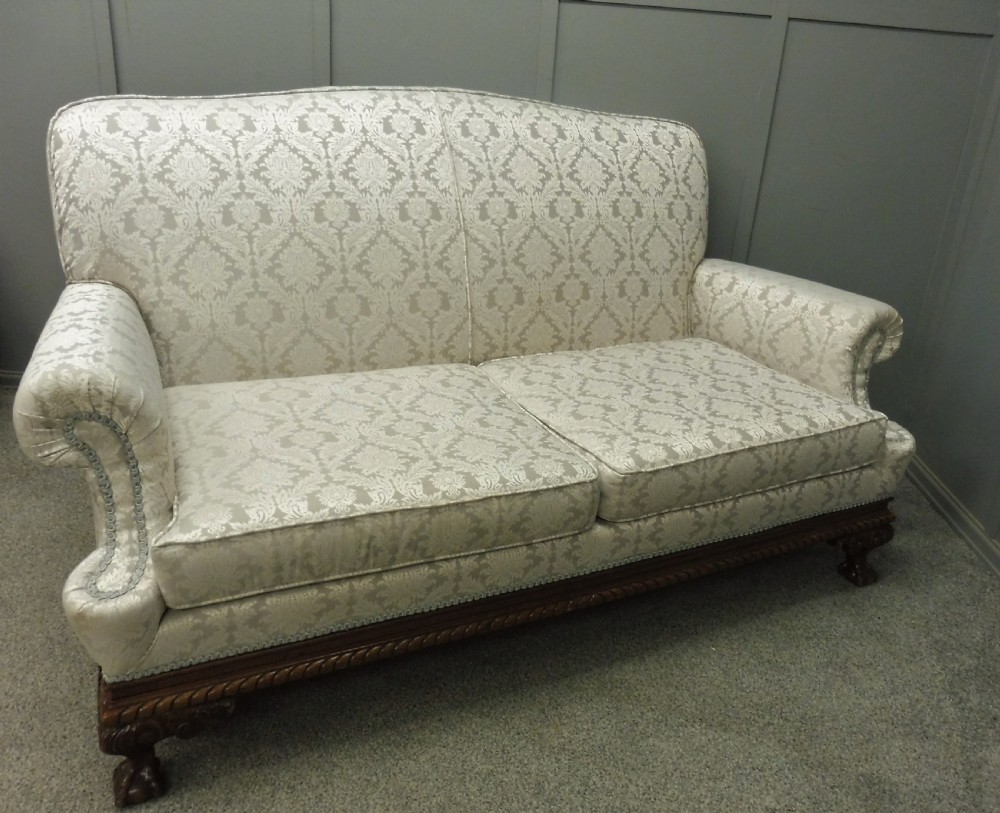 EDWARDIAN MAHOGANY BALL AND CLAW FOOT SOFA View IX