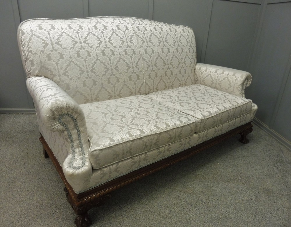 EDWARDIAN MAHOGANY BALL AND CLAW FOOT SOFA View X