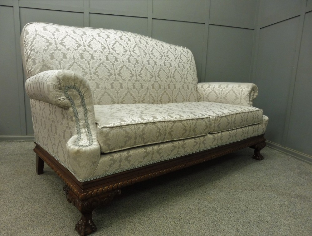 EDWARDIAN MAHOGANY BALL AND CLAW FOOT SOFA View XI