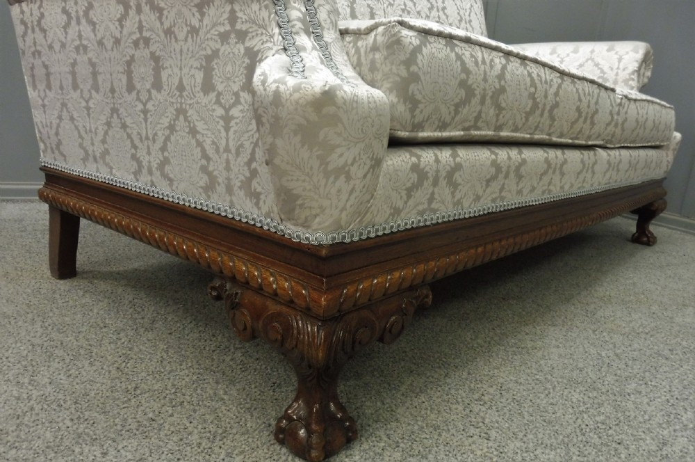 EDWARDIAN MAHOGANY BALL AND CLAW FOOT SOFA View XII