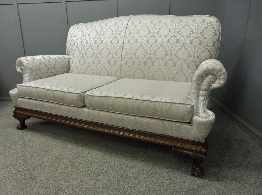 EDWARDIAN MAHOGANY BALL AND CLAW FOOT SOFA View XIII