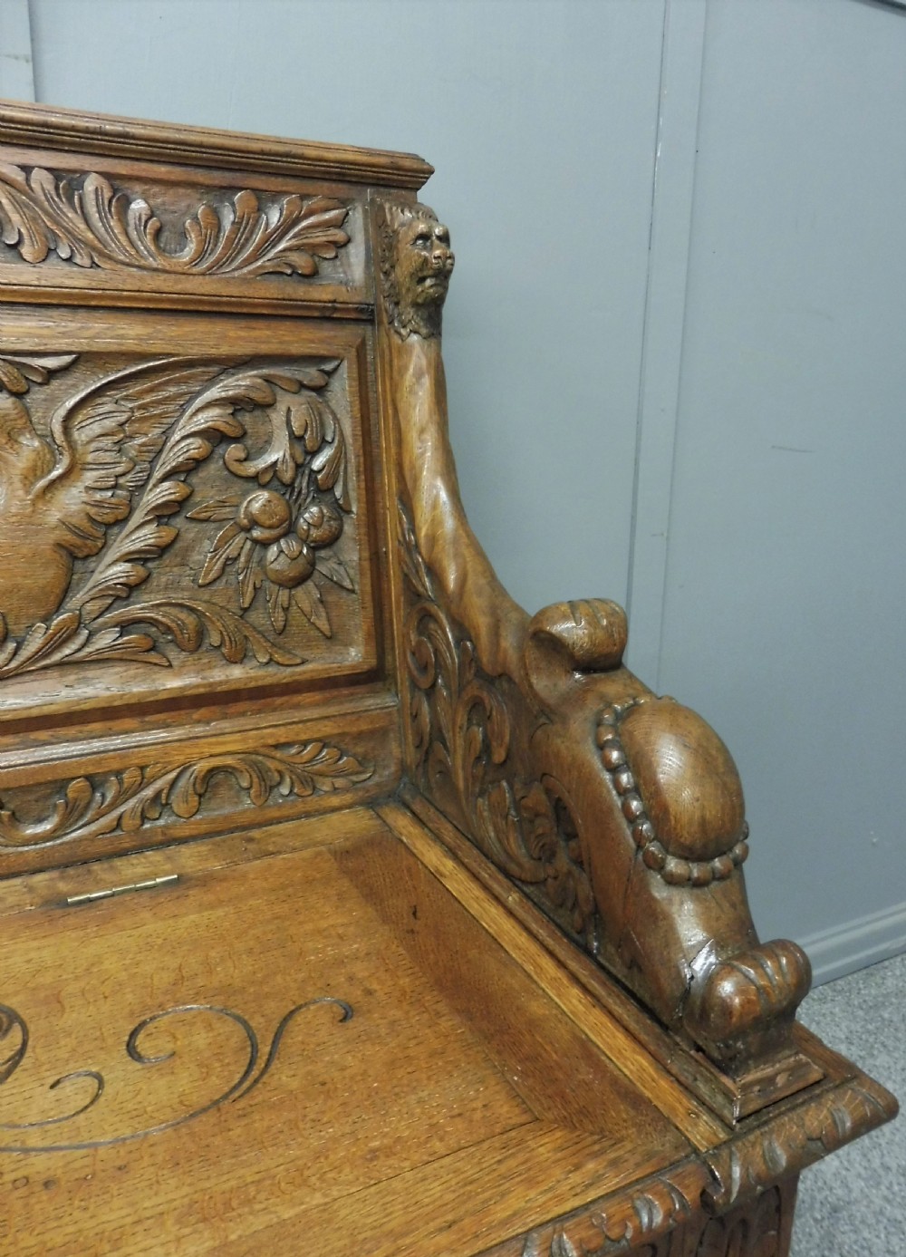 19TH CENTURY CARVED OAK BENCH View IX