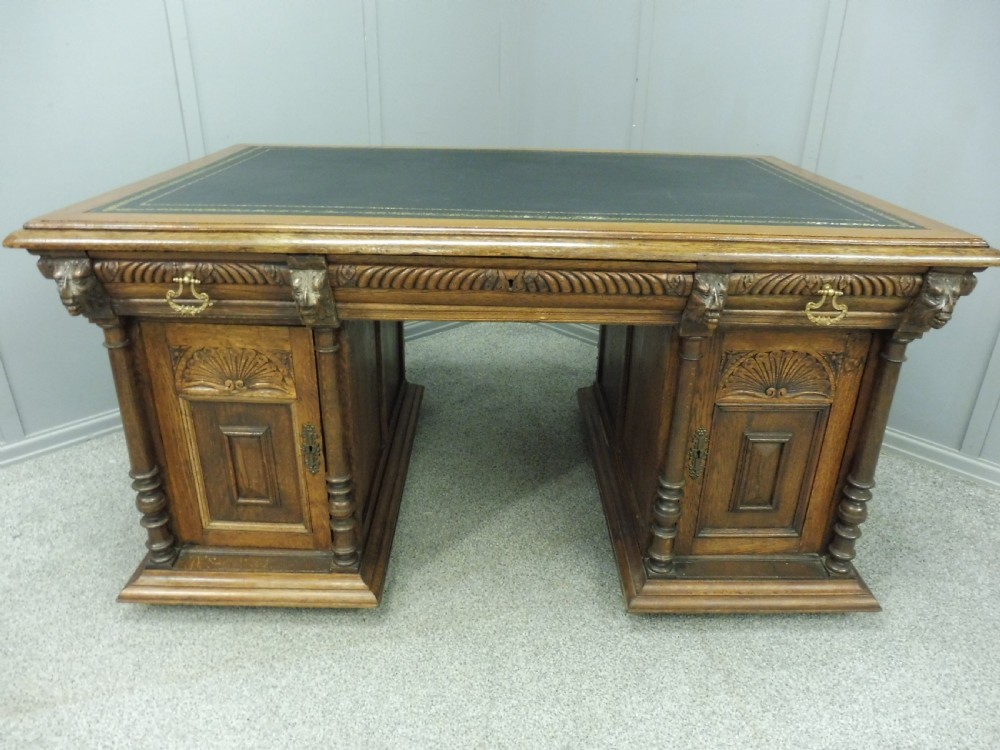 VICTORIAN GREEN MAN PARTNERS DESK View III