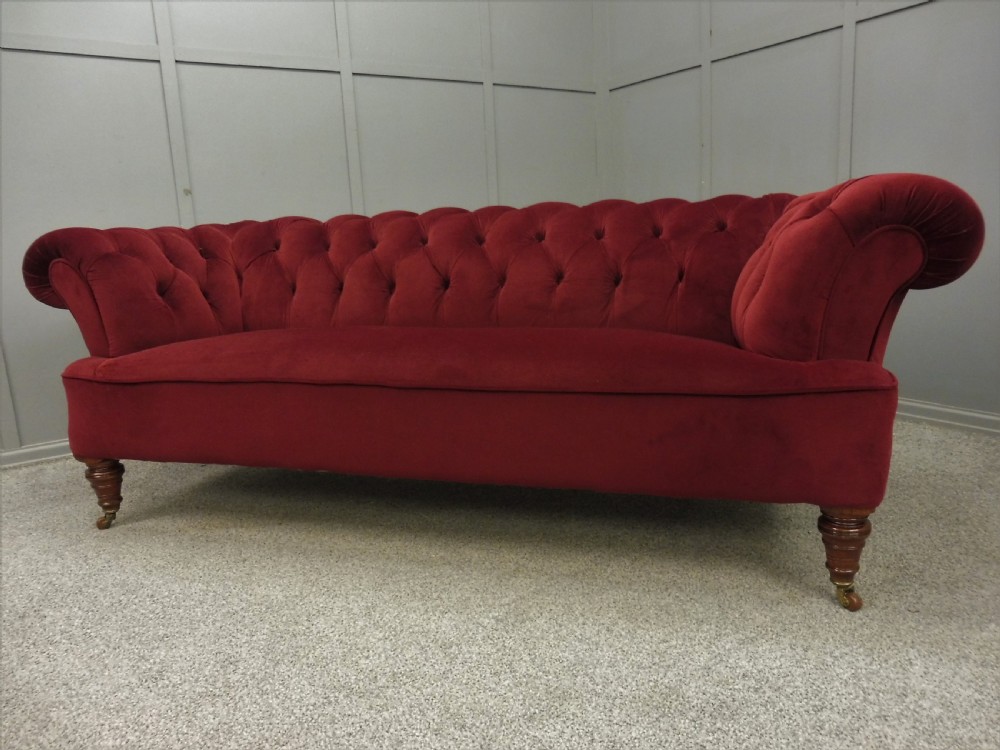 NEWLY UPHOLSTERED VICTORIAN CHESTERFIELD SOFA View II