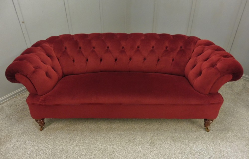 NEWLY UPHOLSTERED VICTORIAN CHESTERFIELD SOFA View IV