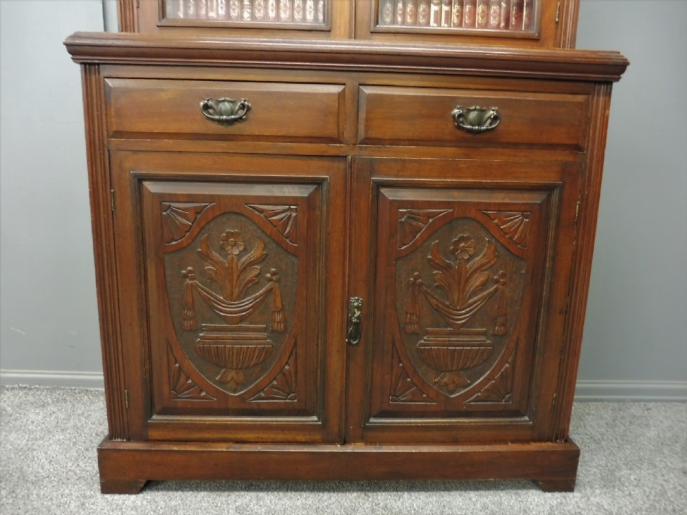 VICTORIAN WALNUT CABINET BOOKCASE View VI