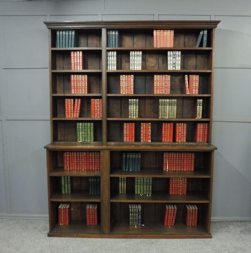 RUSTIC OAK AND PINE SCHOOL BOOKCASE