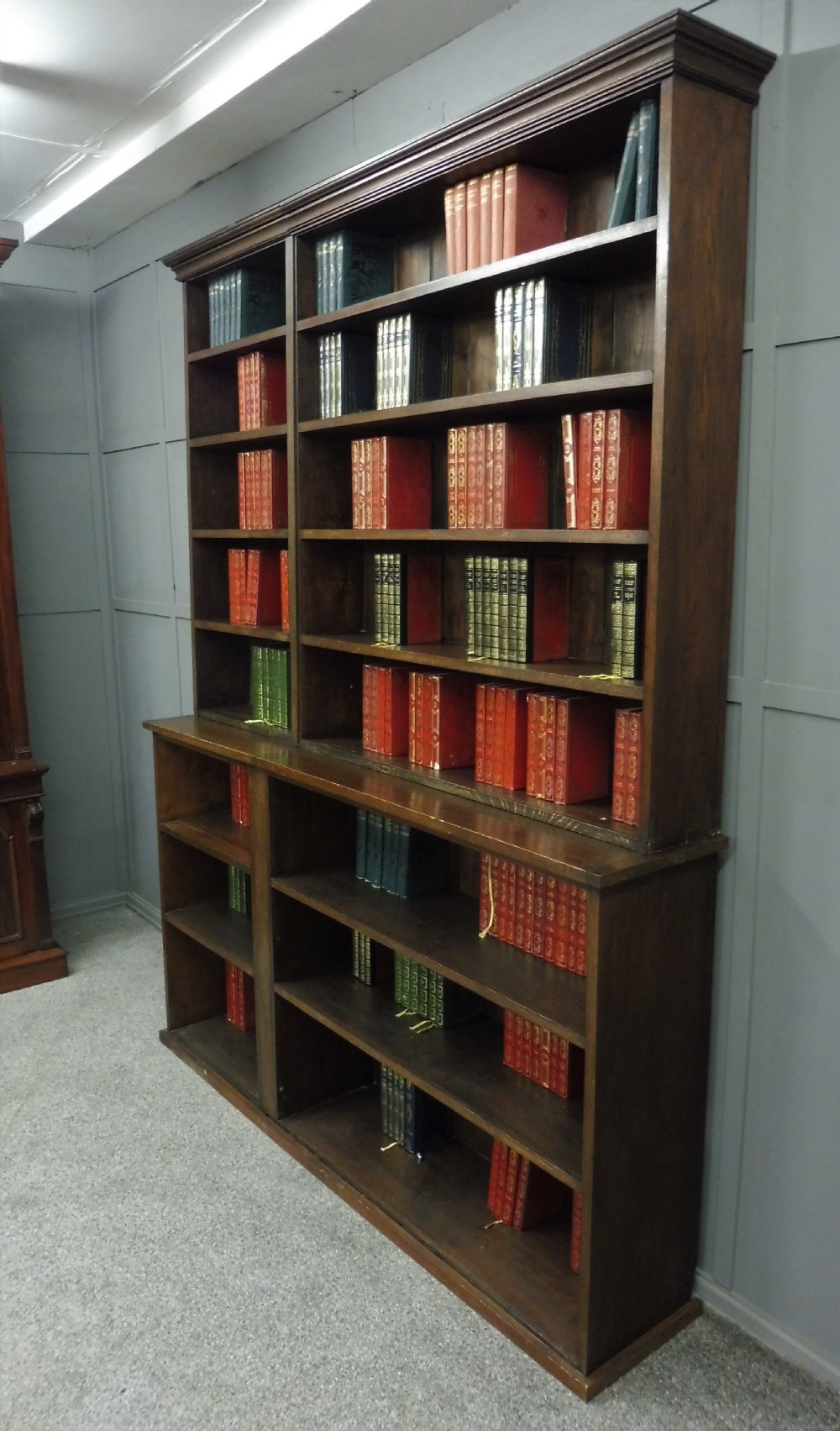 RUSTIC OAK AND PINE SCHOOL BOOKCASE View III