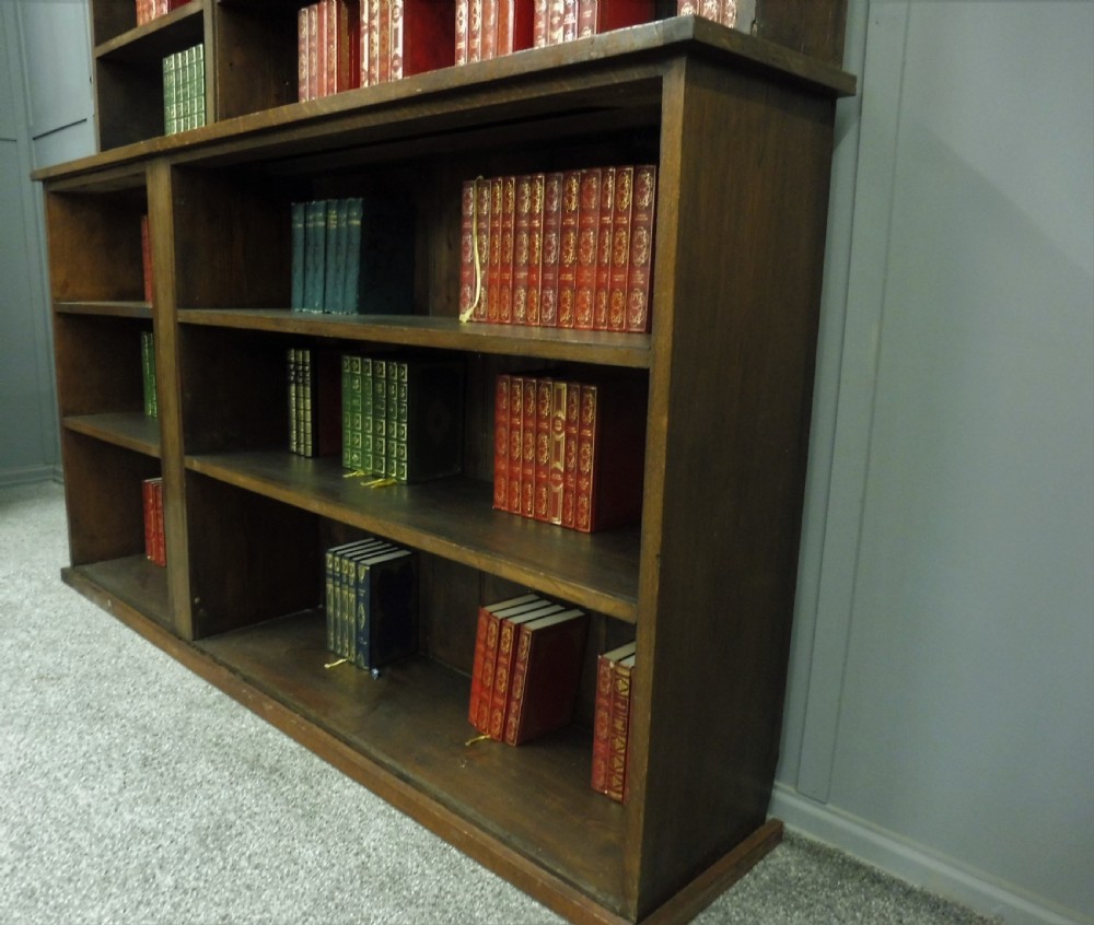 RUSTIC OAK AND PINE SCHOOL BOOKCASE View V