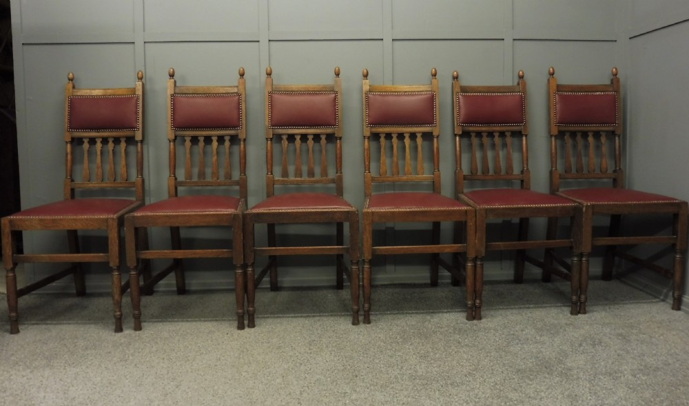 SET OF 6 OAK ARTS AND CRAFTS DINING CHAIRS