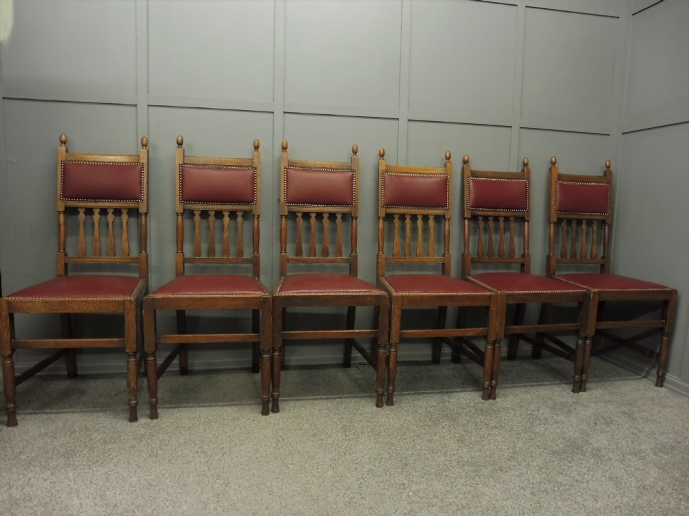 SET OF 6 OAK ARTS AND CRAFTS DINING CHAIRS View II