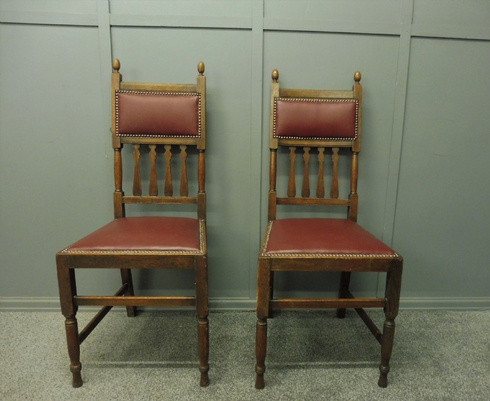 SET OF 6 OAK ARTS AND CRAFTS DINING CHAIRS View V