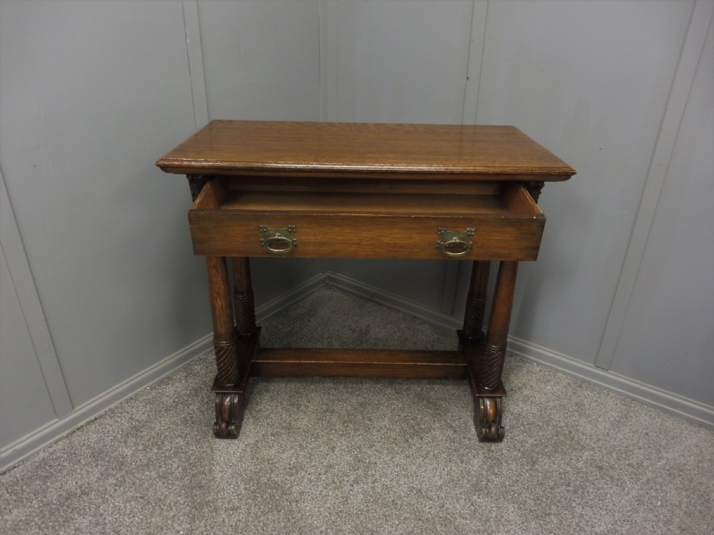OAK ARTS AND CRAFTS HALL TABLE CIRCA 1910 View IX