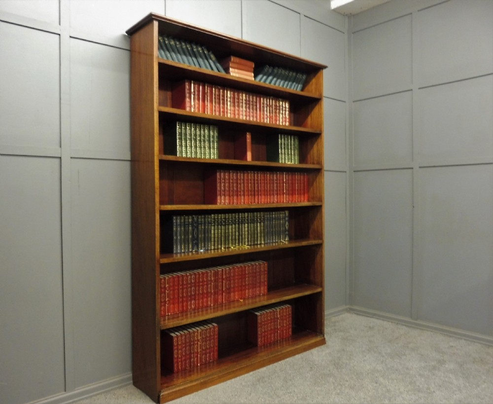LARGE EDWARDIAN MAHOGANY OPEN BOOKCASE