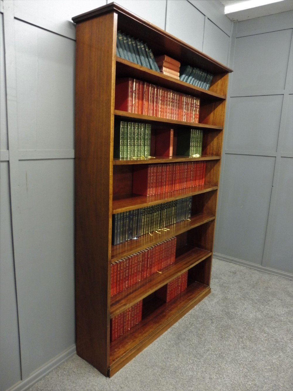 LARGE EDWARDIAN MAHOGANY OPEN BOOKCASE View III