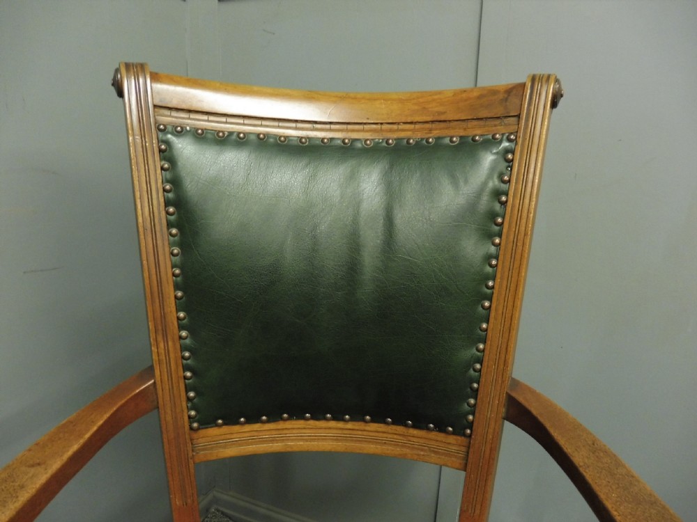MAHOGANY AND LEATHER ANTIQUE OFFICE SWIVEL CHAIR View IX