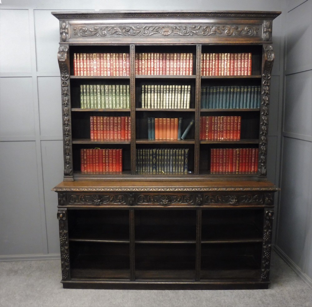 LARGE RUSTIC 19TH CENTURY GREEN MAN BOOKCASE View II