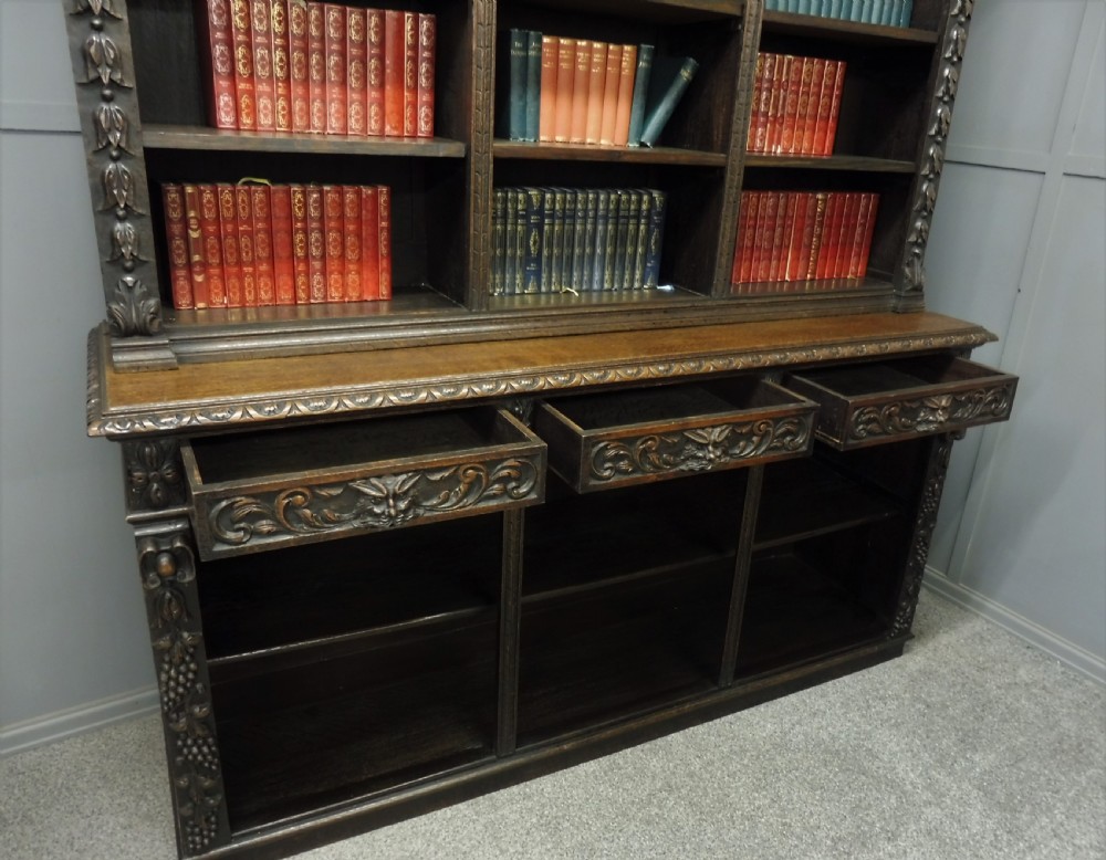 LARGE RUSTIC 19TH CENTURY GREEN MAN BOOKCASE View X