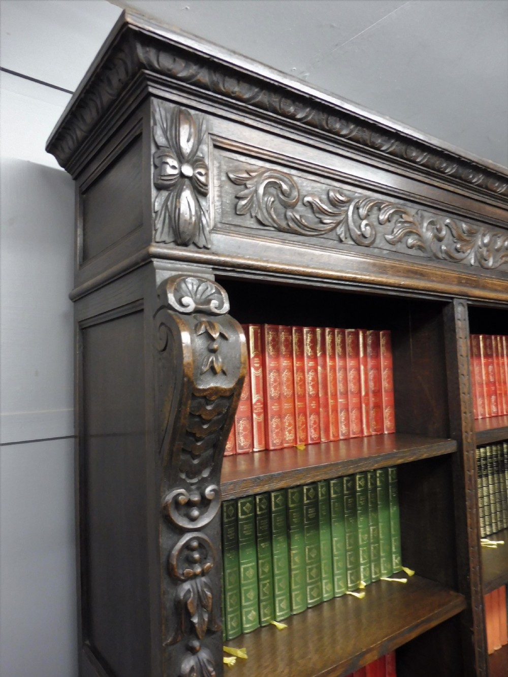 LARGE RUSTIC 19TH CENTURY GREEN MAN BOOKCASE View XII