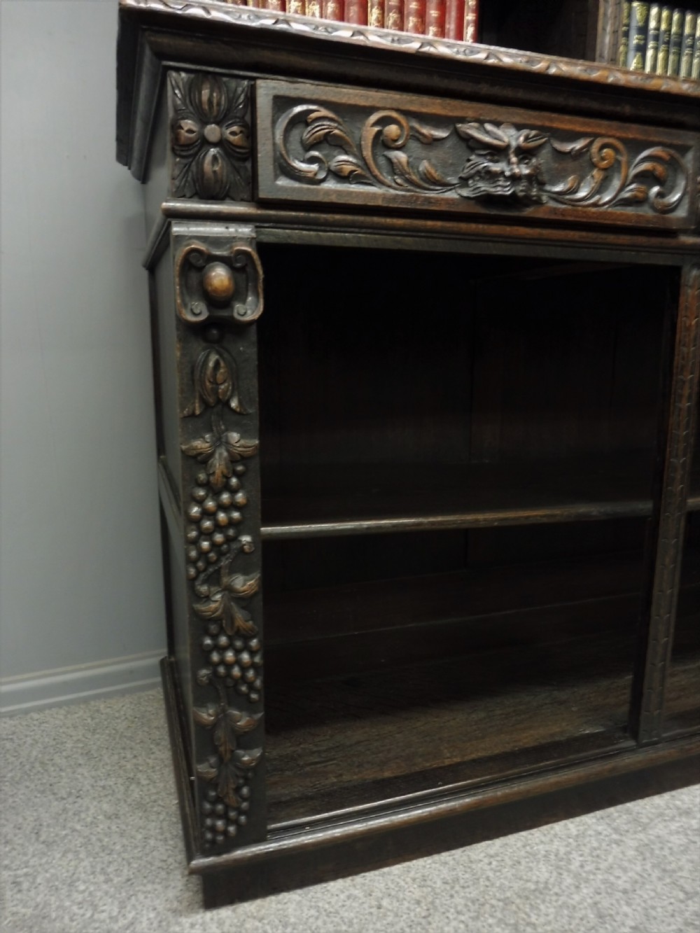 LARGE RUSTIC 19TH CENTURY GREEN MAN BOOKCASE View XIII