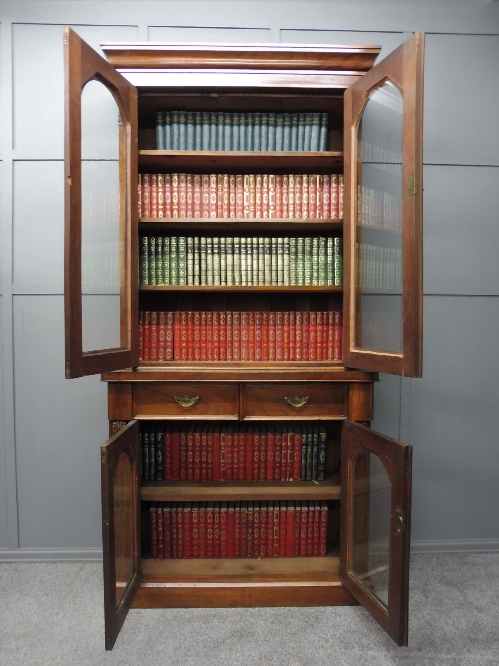VICTORIAN FIGURED WALNUT BOOKCASE View X